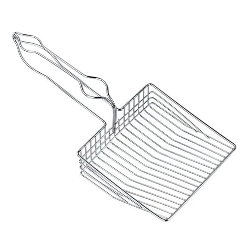 FVCTGHZ Katzenstreuschaufel, Holzgriff, Metallschaufel mit Haken, tragbare Siebtoilette aus Edelstahl(B-Big) von FVCTGHZ