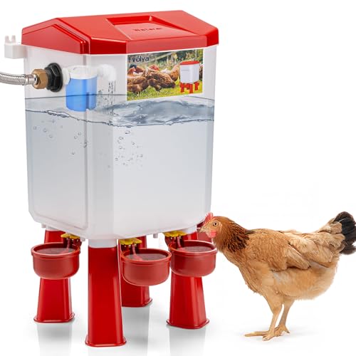 Automatische Hühnertränke mit Filter und Schwimmersteuerung großer Hühnerwasserfuttermittel Gallone Hängende oder stehende Geflügeltränke von FVEDYA