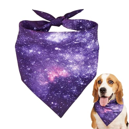 FVPKYUR Dreieckiges Hundelätzchen,Hundeschal Dreieckslätzchen, Dreieckstuch mit Sternenmuster für Welpen, Weiches Space-Hundehalstuch, dreieckiges Sternenhalstuch für Haustiere, Hunde, Welpen und von FVPKYUR