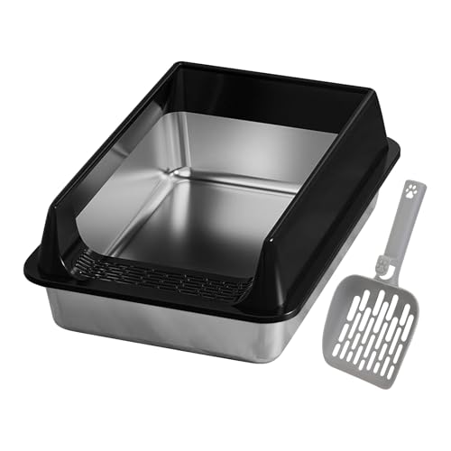 FVPKYUR Katzenklo | Edelstahl Katzenklo Spritzwassergeschützt Mit Schaufel - Haftungsfreie Katzentoilette Für Kleine Mittelgroße Große Katzen Garten Terrasse Balkon FVPKYUR Katzenklo | Edelstahl Katzenklo Spritzwassergeschützt Mit Schaufel - Haftungsfreie Katzentoilette Für Kleine Mittelgroße Große Katzen Garten Terrasse Balkon von FVPKYUR