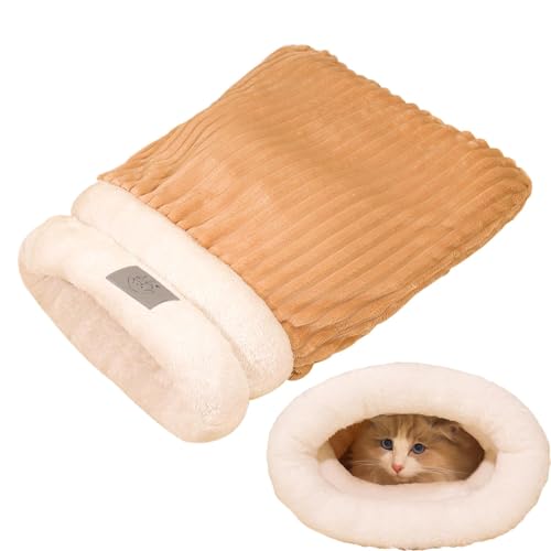 FVPKYUR Katzenschlafsack für Hauskatzen, Warmer Katzenschlafsack - Warmes Katzenbett für den Winter,Bequemer, weicher, gemütlicher Haustiermatten-Unterlagesack aus Plüsch für Kätzchen und Welpen im FVPKYUR Katzenschlafsack für Hauskatzen, Warmer Katzenschlafsack - Warmes Katzenbett für den Winter,Bequemer, weicher, gemütlicher Haustiermatten-Unterlagesack aus Plüsch für Kätzchen und Welpen im von FVPKYUR