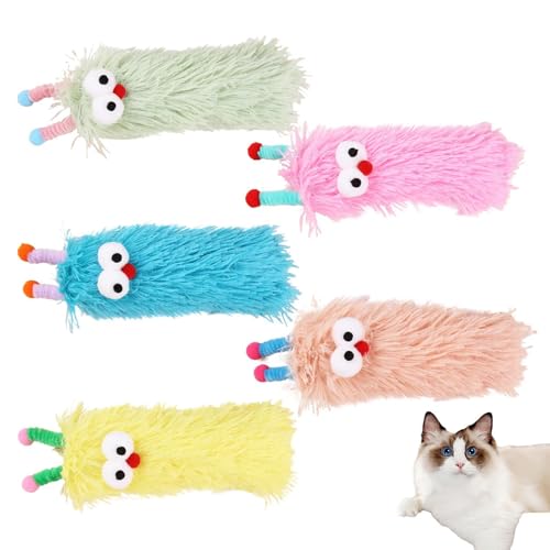 FVPKYUR Katzenspielzeug Katzenminze, Katzenplüschspielzeug,Kätzchenspielzeug interaktives Katzenkissen - 5X Zahne Puppenweich -Raupe, Haustierversorgungen mit Katzenminen im Inneren für von FVPKYUR