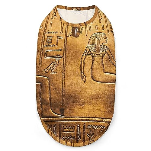 Altes Ägypten, Mythologie, Schnitzerei, Wandbild, Haustiere, Hemd, Weste, süßes Hunde-Tanktop, weiches ärmelloses T-Shirt für Welpen, Kätzchen, Katzen, M von FWJZDSP