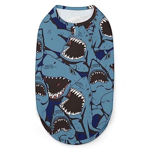 Angry Shark Hunde-Shirts, Bedruckte Kleidung für Haustiere, Sommer-T-Shirts, atmungsaktives Pullover-Tanktop für kleine Hunde und Katzen Angry Shark Hunde-Shirts, Bedruckte Kleidung für Haustiere, Sommer-T-Shirts, atmungsaktives Pullover-Tanktop für kleine Hunde und Katzen von FWJZDSP