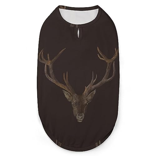 Aquarell Tier Hirsch Haustiere Shirt Weste Süßes Hunde Tank Top Weiches ärmelloses T-Shirt für Welpen Kitty Katzen 2XL von FWJZDSP