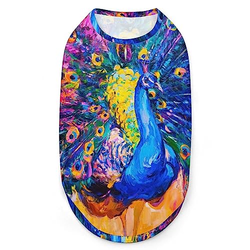 Bunte Pfauen-Hundehemden, Bedruckte Kleidung für Haustiere, Sommer-T-Shirts, atmungsaktives Pullover-Tanktop für kleine Hunde und Katzen Bunte Pfauen-Hundehemden, Bedruckte Kleidung für Haustiere, Sommer-T-Shirts, atmungsaktives Pullover-Tanktop für kleine Hunde und Katzen von FWJZDSP