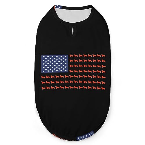 Dackel USA Flagge Haustiere Shirt Weste Süßes Hunde Tank Top Weiches ärmelloses T-Shirt für Welpen Kitty Katzen S Dackel USA Flagge Haustiere Shirt Weste Süßes Hunde Tank Top Weiches ärmelloses T-Shirt für Welpen Kitty Katzen S von FWJZDSP
