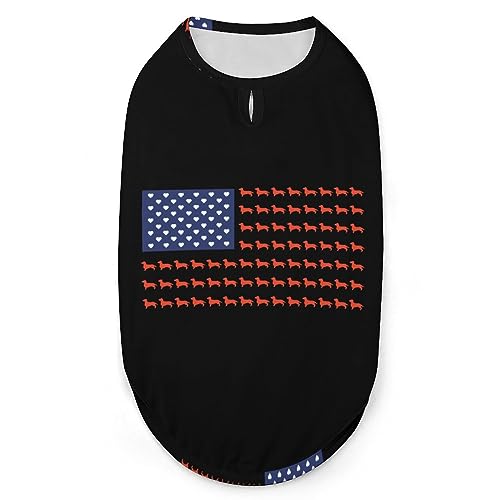 Dackel USA Flagge Haustiere Shirt Weste Süßes Hunde Tank Top Weiches ärmelloses T-Shirt für Welpen Kitty Katzen S von FWJZDSP