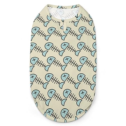 Fisch-Skelett-Knochen-3-Haustier-Shirt, Weste, süßes Hunde-Tanktop, weiches ärmelloses T-Shirt für Welpen, Kätzchen, Katzen, L von FWJZDSP