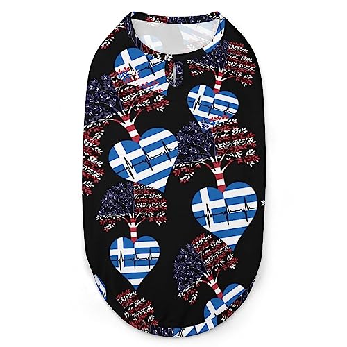 Griechenland US Root Heartbeat Hunde-Shirts, Haustier-Bedruckte Kleidung, Sommer-T-Shirts, atmungsaktives Pullover-Tank-Top für kleine Hunde und Katzen von FWJZDSP