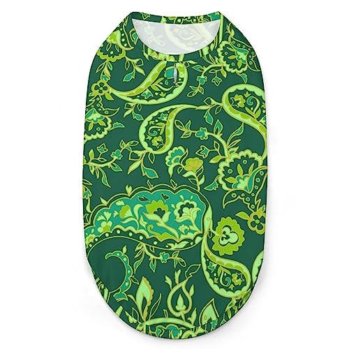 Grüne Paisley-Muster-Hunde-Shirts, Haustier-Bedruckte Kleidung, Sommer-T-Shirts, atmungsaktives Pullover-Tank-Top für kleine Hunde und Katzen Grüne Paisley-Muster-Hunde-Shirts, Haustier-Bedruckte Kleidung, Sommer-T-Shirts, atmungsaktives Pullover-Tank-Top für kleine Hunde und Katzen von FWJZDSP