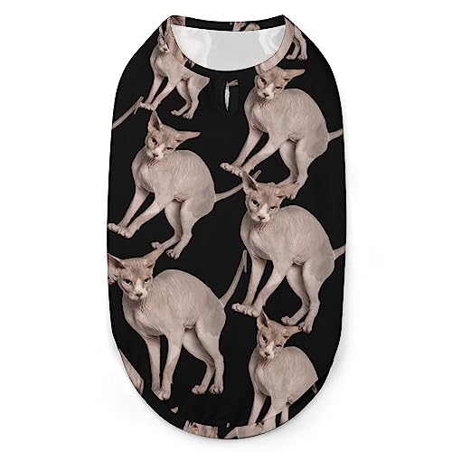 Haarlose Sphynx-Katzen- und Hunde-Shirts, Bedruckte Kleidung für Haustiere, Sommer-T-Shirts, atmungsaktives Pullover-Tanktop für kleine Hunde und Katzen Haarlose Sphynx-Katzen- und Hunde-Shirts, Bedruckte Kleidung für Haustiere, Sommer-T-Shirts, atmungsaktives Pullover-Tanktop für kleine Hunde und Katzen von FWJZDSP