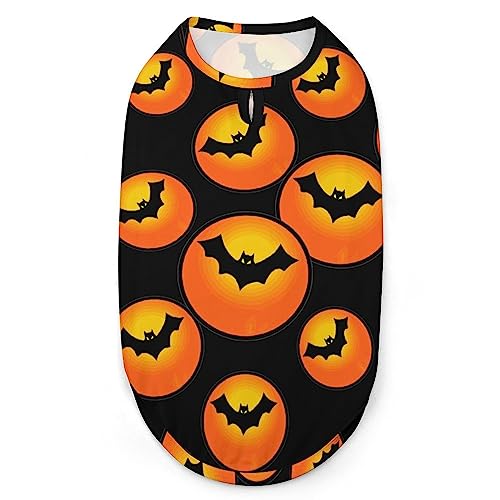 Halloween-Fledermaus-Mond-Hundehemden, Bedruckte Kleidung für Haustiere, Sommer-T-Shirts, atmungsaktives Pullover-Tanktop für kleine Hunde und Katzen von FWJZDSP