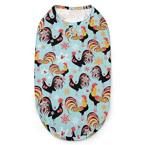 Helles Muster mit Hähnen, Haustier-Shirt, Weste, süßes Hunde-Tanktop, weiches ärmelloses T-Shirt für Welpen, Kätzchen, Katzen, M von FWJZDSP
