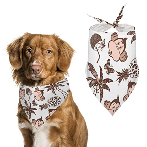 Hunde-Bandanas, Motiv: Monkey Pine, Schmetterling, Kokosnuss, dreieckig, Hundelätzchen, niedlicher Haustier-Schal, Kopftuch für kleine, mittelgroße und große Haustiere von FWJZDSP