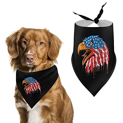 Hunde-Bandanas mit Eagle Independence USA-Flagge, dreieckig, niedliches Haustier-Schal, Kopftuch für kleine, mittelgroße und große Haustiere von FWJZDSP