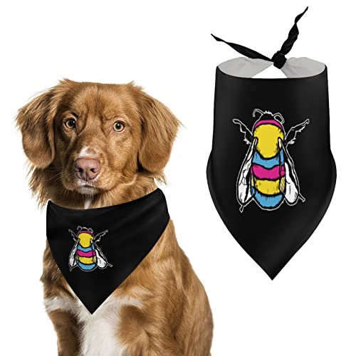 Hunde-Bandanas mit Pansexual-Flagge, Biene, dreieckig, niedliches Haustier-Schal, Halstuch für kleine, mittelgroße und große Haustiere von FWJZDSP
