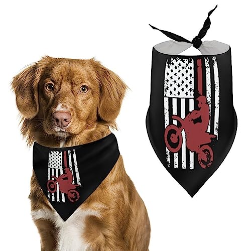 Hunde-Bandanas mit USA-Flagge, Dirtbike, Motocross, dreieckig, Hundelätzchen, niedlicher Haustier-Schal, Halstuch für kleine, mittelgroße und große Haustiere von FWJZDSP