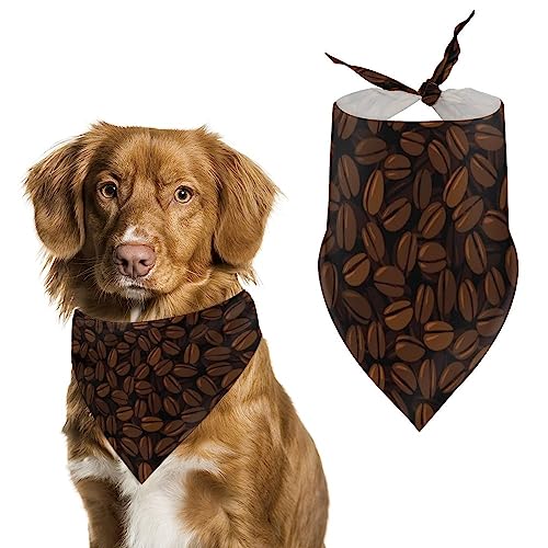Hunde-Bandanas mit lustigem Kaffeebohnen-Muster, dreieckige Hundelätzchen, niedlicher Haustier-Schal, Halstuch für kleine, mittelgroße und große Haustiere von FWJZDSP