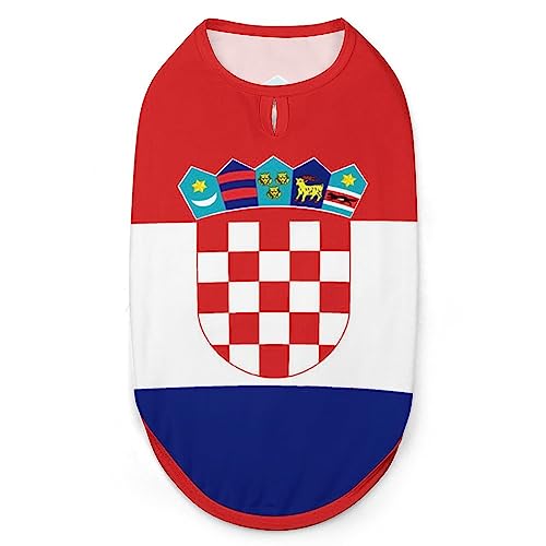 Hunde-Shirts mit Kroatien-Flagge, Bedruckte Kleidung für Haustiere, Sommer-T-Shirts, atmungsaktives Pullover-Tanktop für kleine Hunde und Katzen von FWJZDSP