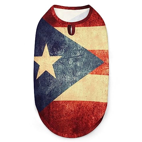 Hunde-Shirts mit Vintage-Puerto-Rico-Flagge, Bedruckte Kleidung für Haustiere, Sommer-T-Shirts, atmungsaktives Pullover-Tanktop für kleine Hunde und Katzen von FWJZDSP