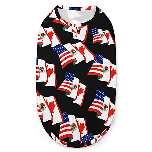 Hunde-Shirts mit amerikanischer mexikanischer Kanada-Flagge, Haustier-Bedruckte Kleidung, Sommer-T-Shirts, atmungsaktives Pullover-Tanktop für kleine Hunde und Katzen Hunde-Shirts mit amerikanischer mexikanischer Kanada-Flagge, Haustier-Bedruckte Kleidung, Sommer-T-Shirts, atmungsaktives Pullover-Tanktop für kleine Hunde und Katzen von FWJZDSP