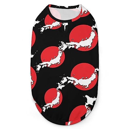 Hunde-Shirts mit japanischer Flagge, Karte, Haustier, Bedruckt, Sommer-T-Shirts, atmungsaktives Pullover-Tanktop für kleine Hunde und Katzen von FWJZDSP
