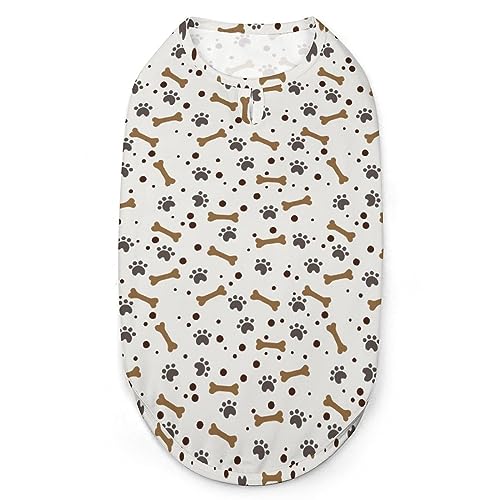 Hundepfoten mit Knochenmuster, Haustier-Shirt, Weste, süßes Hunde-Tanktop, weiches ärmelloses T-Shirt für Welpen, Kätzchen, Katzen, XL von FWJZDSP