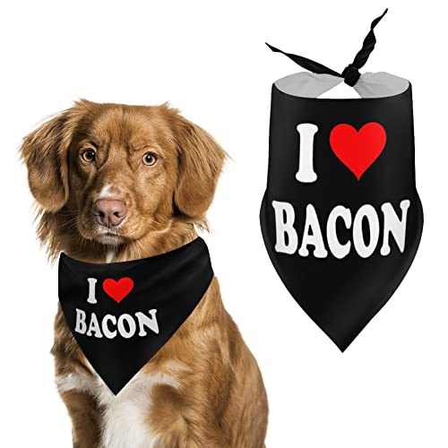 I Love Bacon Hunde-Bandanas, dreieckige Hundelätzchen, niedlicher Haustier-Schal, Halstuch für kleine, mittelgroße und große Haustiere von FWJZDSP
