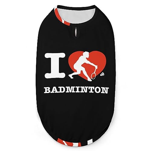 I Love Badminton Pets Shirt Weste, süßes Hunde-Tanktop, weiches ärmelloses T-Shirt für Welpen, Kätzchen, Katzen, 2XL von FWJZDSP