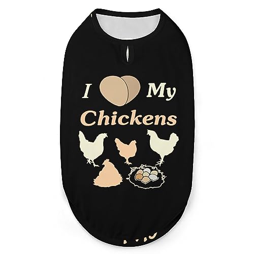 I Love My Chicken Pets Shirt Weste, süßes Hunde-Tanktop, weiches ärmelloses T-Shirt für Welpen, Kätzchen, Katzen, S von FWJZDSP