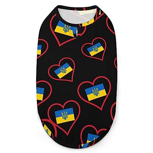 Ich Liebe ukrainische rote Herz-Hundehemden, Bedruckte Kleidung für Haustiere, Sommer-T-Shirts, atmungsaktives Pullover-Tanktop für kleine Hunde und Katzen von FWJZDSP