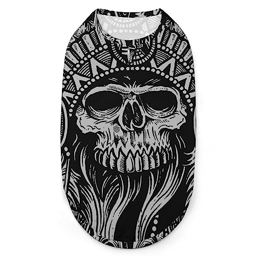 Indianer-Schädel-Hundehemden, Bedruckte Kleidung für Haustiere, Sommer-T-Shirts, atmungsaktives Pullover-Tanktop für kleine Hunde und Katzen Indianer-Schädel-Hundehemden, Bedruckte Kleidung für Haustiere, Sommer-T-Shirts, atmungsaktives Pullover-Tanktop für kleine Hunde und Katzen von FWJZDSP