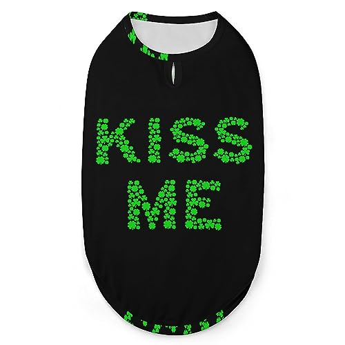 Kiss Me Shamrock Clover Pets Shirt Weste, süßes Hunde-Tanktop, weiches ärmelloses T-Shirt für Welpen, Kätzchen, Katzen, XL Kiss Me Shamrock Clover Pets Shirt Weste, süßes Hunde-Tanktop, weiches ärmelloses T-Shirt für Welpen, Kätzchen, Katzen, XL von FWJZDSP