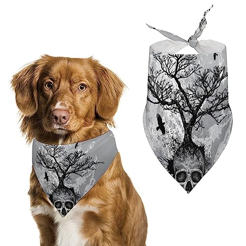 Kreativer Totenkopf-Baum, schwarzer Adler, Hunde-Bandanas, dreieckige Hundelätzchen, niedlicher Haustier-Schal, Kopftuch für kleine, mittelgroße und große Haustiere von FWJZDSP