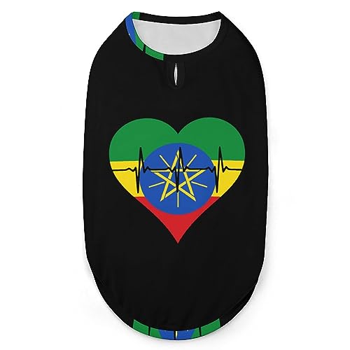 Love Äthiopien Heartbeat Pets Shirt Weste, süßes Hunde-Tanktop, weiches ärmelloses T-Shirt für Welpen, Kätzchen, Katzen, L von FWJZDSP