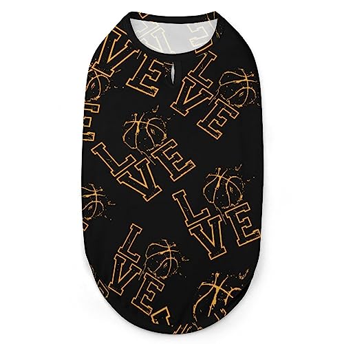 Love Basketball Hunde-Shirts, Haustier-Bedruckte Kleidung, Sommer-T-Shirts, atmungsaktives Pullover-Tanktop für kleine Hunde und Katzen von FWJZDSP