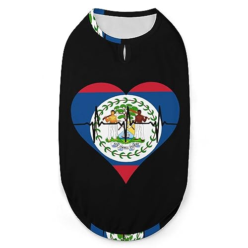 Love Belize Heartbeat Pets Shirt Weste, süßes Hunde-Tanktop, weiches ärmelloses T-Shirt für Welpen, Kätzchen, Katzen, S von FWJZDSP