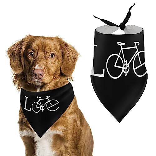 Love Bike Bicycle Hunde-Bandanas, dreieckige Hundelätzchen, niedlicher Haustier-Schal, Kopftuch für kleine, mittelgroße und große Haustiere von FWJZDSP