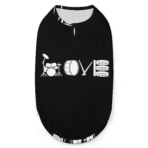 Love Drum Pets Shirt Weste, süßes Hunde-Tanktop, weiches ärmelloses T-Shirt für Welpen, Kätzchen, Katzen, L von FWJZDSP