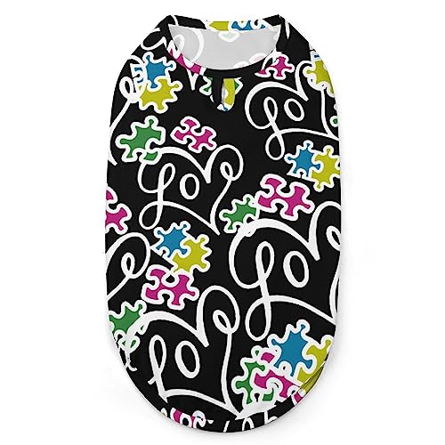 Love Heart Autism Awareness Puzzle Hunde-Shirts, Bedruckte Kleidung für Haustiere, Sommer-T-Shirts, atmungsaktives Pullover-Tanktop für kleine Hunde und Katzen Love Heart Autism Awareness Puzzle Hunde-Shirts, Bedruckte Kleidung für Haustiere, Sommer-T-Shirts, atmungsaktives Pullover-Tanktop für kleine Hunde und Katzen von FWJZDSP