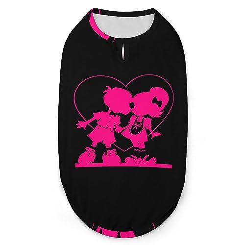 Love Heart Boy Kiss Girl Haustiere Shirt Weste Süßes Hunde Tank Top Weiches ärmelloses T-Shirt für Welpen Kitty Katzen 2XL von FWJZDSP