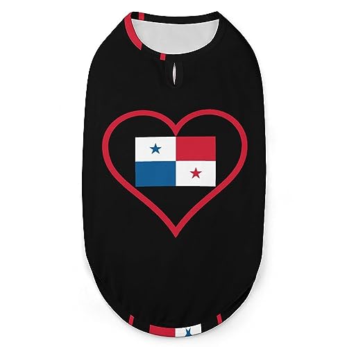 I Love Panama Red Heart Pets Shirt Weste, süßes Hunde-Tanktop, weiches ärmelloses T-Shirt für Welpen, Kätzchen, Katzen, 2XL von FWJZDSP