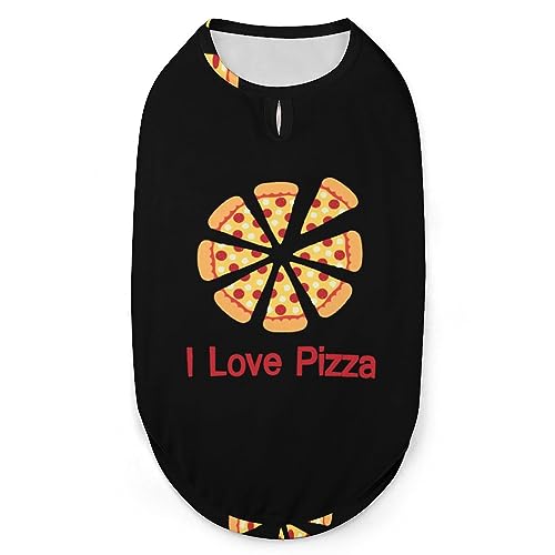 Love Pizza Pets Shirt Weste, süßes Hunde-Tanktop, weiches ärmelloses T-Shirt für Welpen, Kätzchen, Katzen, 2XL von FWJZDSP