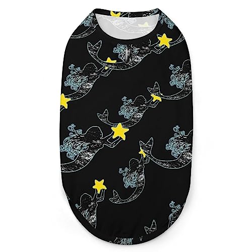Meerjungfrau-Hunde-Shirts, Haustier-Bedruckte Kleidung, Sommer-T-Shirts, atmungsaktives Pullover-Tanktop für kleine Hunde und Katzen von FWJZDSP