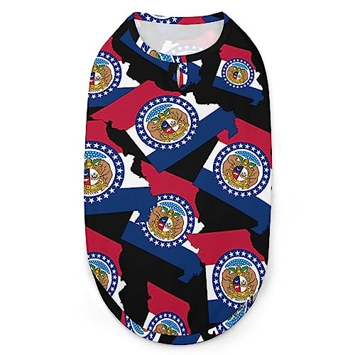 Missouri State Flag Karte Hunde-Shirts, Bedruckte Kleidung für Haustiere, Sommer-T-Shirts, atmungsaktives Pullover-Tank-Top für kleine Hunde und Katzen Missouri State Flag Karte Hunde-Shirts, Bedruckte Kleidung für Haustiere, Sommer-T-Shirts, atmungsaktives Pullover-Tank-Top für kleine Hunde und Katzen von FWJZDSP