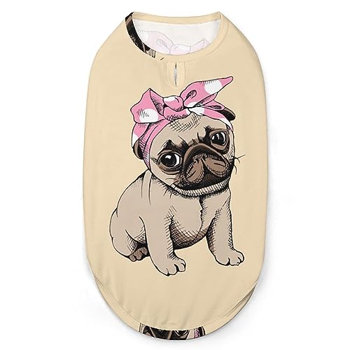 Niedliches Mops-Hundehaustier-Shirt, Weste, süßes Hunde-Tanktop, weiches ärmelloses T-Shirt für Welpen, Kätzchen, Katzen, XL von FWJZDSP