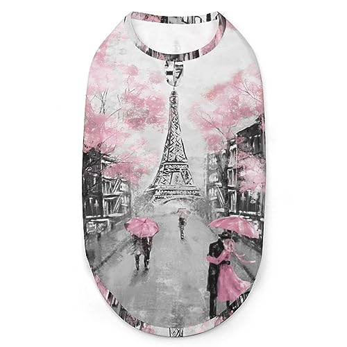 Ölgemälde Paris Eiffelturm Haustiere Shirt Weste Süßes Hunde Tank Top Weiches ärmelloses T-Shirt für Welpen Kitty Katzen XL von FWJZDSP