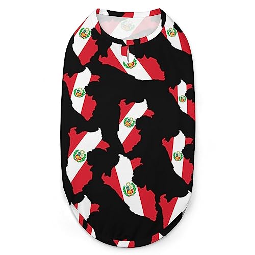 Peru-Flaggenkarte, Hunde-Shirts, Bedruckte Kleidung, Sommer-T-Shirts, atmungsaktives Pullover-Tanktop für kleine Hunde und Katzen Peru-Flaggenkarte, Hunde-Shirts, Bedruckte Kleidung, Sommer-T-Shirts, atmungsaktives Pullover-Tanktop für kleine Hunde und Katzen von FWJZDSP