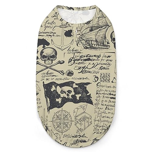 Piratenschiff, Totenkopf, Schatzkarte, Haustiere, Hemd, Weste, süßes Hunde-Tanktop, weiches ärmelloses T-Shirt für Welpen, Kätzchen, Katzen, 2XL Piratenschiff, Totenkopf, Schatzkarte, Haustiere, Hemd, Weste, süßes Hunde-Tanktop, weiches ärmelloses T-Shirt für Welpen, Kätzchen, Katzen, 2XL von FWJZDSP